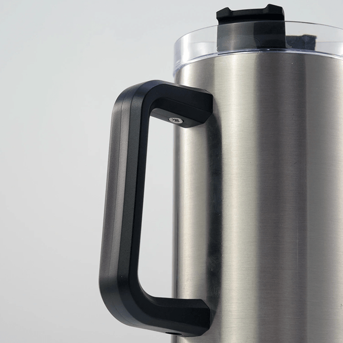 HPN SubliCraft 40 oz. Sublimation Stainless Steel Travel Mug w/ Straw and Handle - Silver - 20 Per Case - HeatPressNation