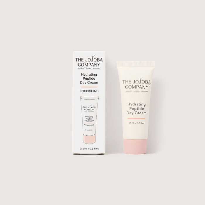 Hydrating Peptide Day Cream from The Jojoba Company with packaging on a white background