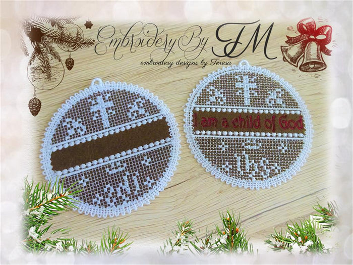 I am a child of god / combination lace and felt/ 4x4 hoop -also a variant without text