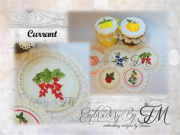 Jam jar covers or coaster - Currant / 4 sizes