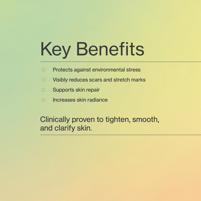 List of key benefits on a gradient background