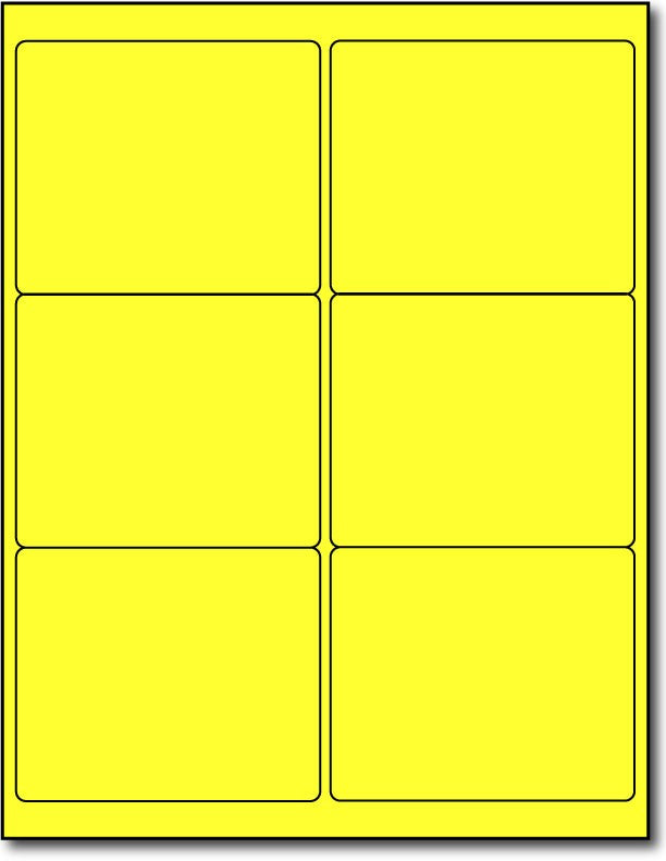 Adhesive Yellow Fluorescent shipping Labels, measure (4" x 3 1/3") , compatible  with copier, inkjet and laser, matte both sides