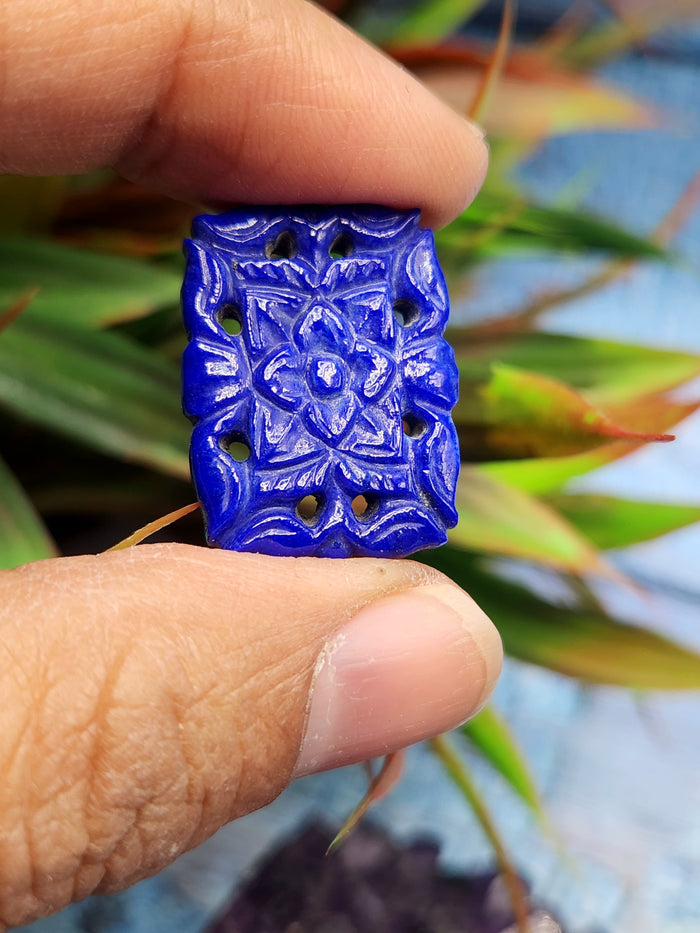 Lapis Lazuli Mughal floral design carved gemstone for Pendant or jewelry making - Eternal Elegance | Gemstone Pendant | Birthday Gift | Valentine gift | Mother's Day gift