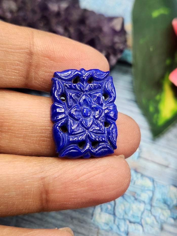 Lapis Lazuli Mughal floral design carved gemstone for Pendant or jewelry making - Eternal Elegance | Gemstone Pendant | Birthday Gift | Valentine gift | Mother's Day gift