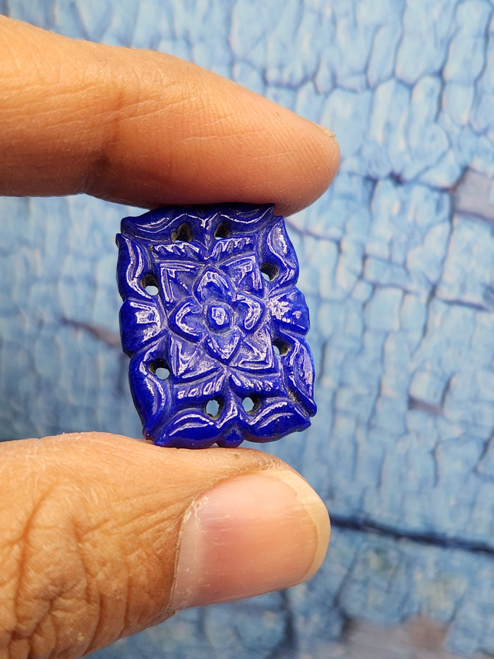 Lapis Lazuli Mughal floral design carved gemstone for Pendant or jewelry making - Eternal Elegance | Gemstone Pendant | Birthday Gift | Valentine gift | Mother's Day gift
