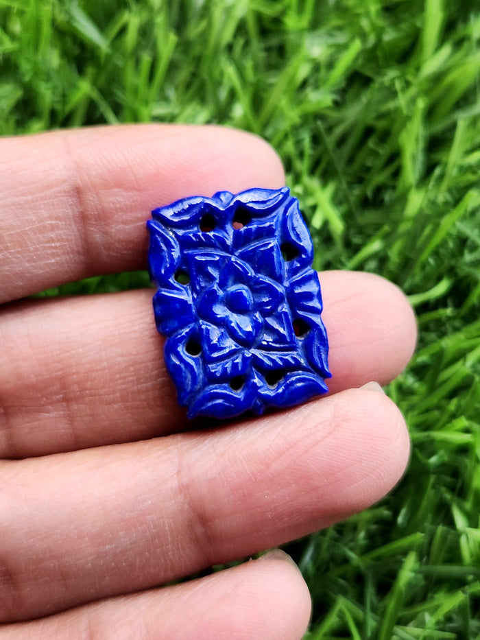 Lapis Lazuli Mughal floral design carved gemstone for Pendant or jewelry making - Eternal Elegance | Gemstone Pendant | Birthday Gift | Valentine gift | Mother's Day gift