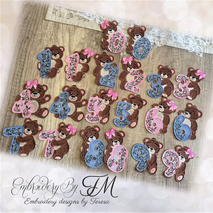 Large set Cute bears/two variations/4x4 hoop