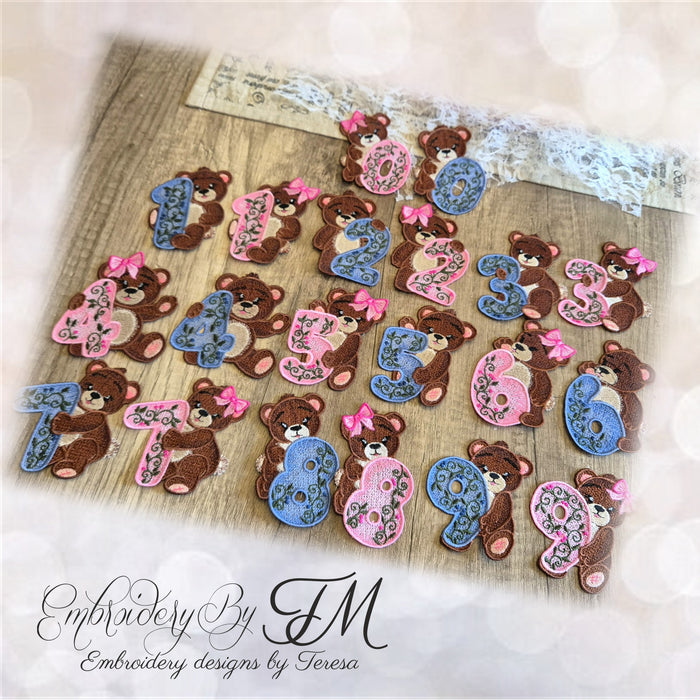 Large set Cute bears/two variations/4x4 hoop