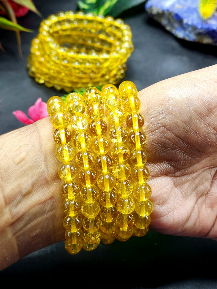 Light Citrine Bead Bracelet - Radiating Joy, Abundance, and Positive Energy in Crystal Healing | ONE PIECE ONLY - Shwasam