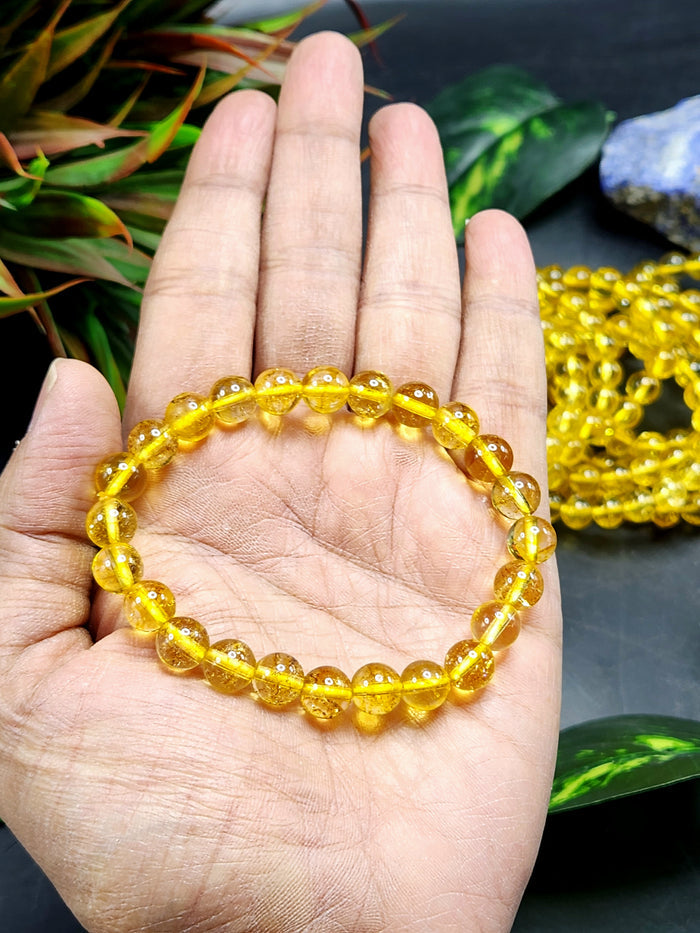 Light Citrine Bead Bracelet - Radiating Joy, Abundance, and Positive Energy in Crystal Healing | ONE PIECE ONLY - Shwasam