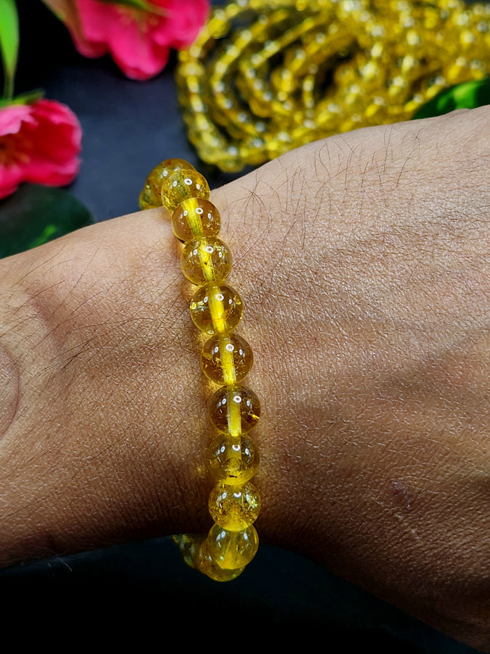 Light Citrine Bead Bracelet - Radiating Joy, Abundance, and Positive Energy in Crystal Healing | ONE PIECE ONLY - Shwasam
