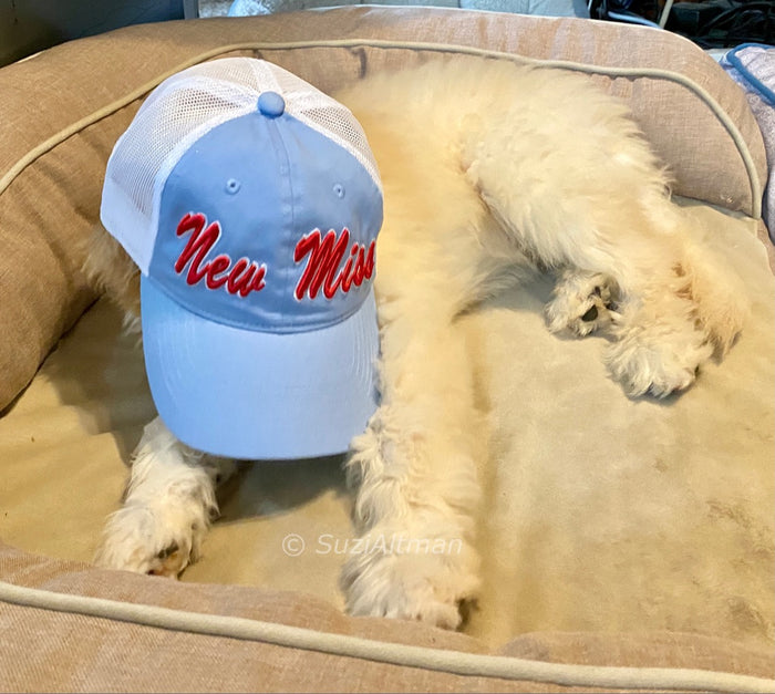 Limited edition Powder Blue Trucker Hat with velcro back