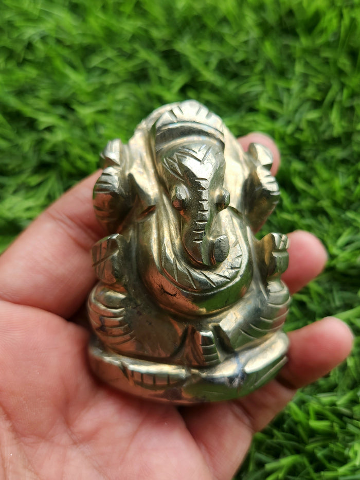 Lord Ganesh Statue in Pyrite – A Symbol of Prosperity, Protection and Divine Blessings - Shwasam