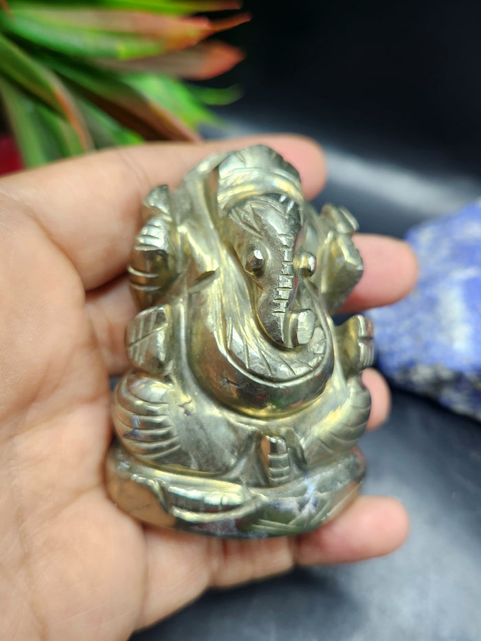 Lord Ganesh Statue in Pyrite – A Symbol of Prosperity, Protection and Divine Blessings - Shwasam