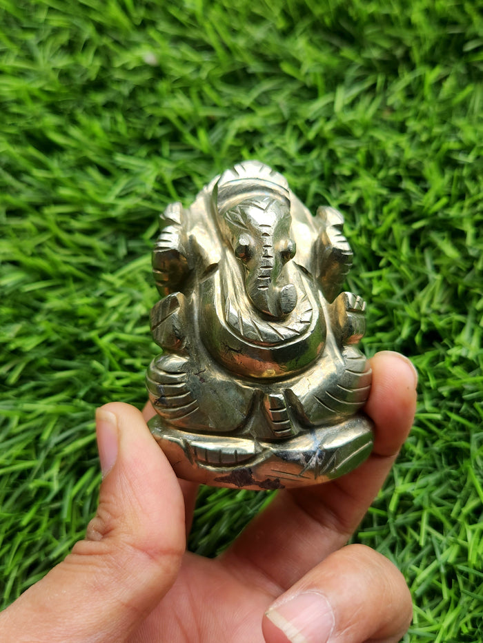 Lord Ganesh Statue in Pyrite – A Symbol of Prosperity, Protection and Divine Blessings - Shwasam