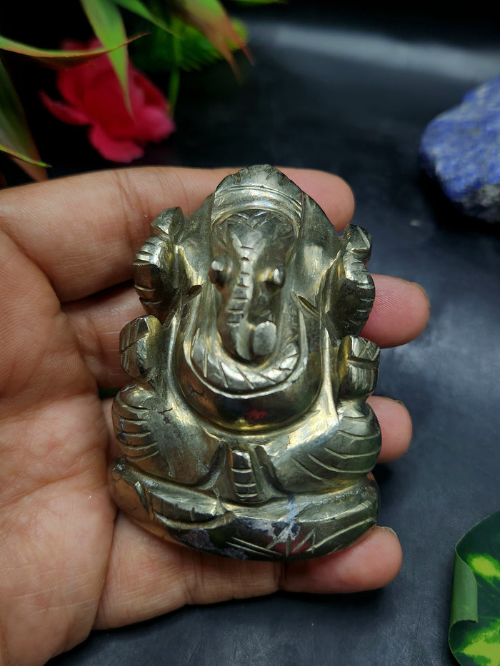 Lord Ganesh Statue in Pyrite – A Symbol of Prosperity, Protection and Divine Blessings - Shwasam