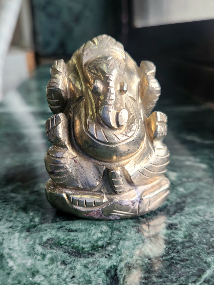 Lord Ganesh Statue in Pyrite – A Symbol of Prosperity, Protection and Divine Blessings - Shwasam