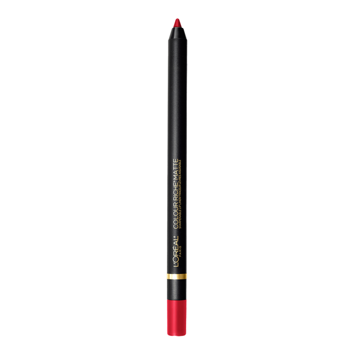 L'Oreal Colour Riche Matte Sharpenable Lip Liner 102 IN-MATTE-UATED WITH YOU, showcasing smooth, matte texture in a precise pencil for lip definition