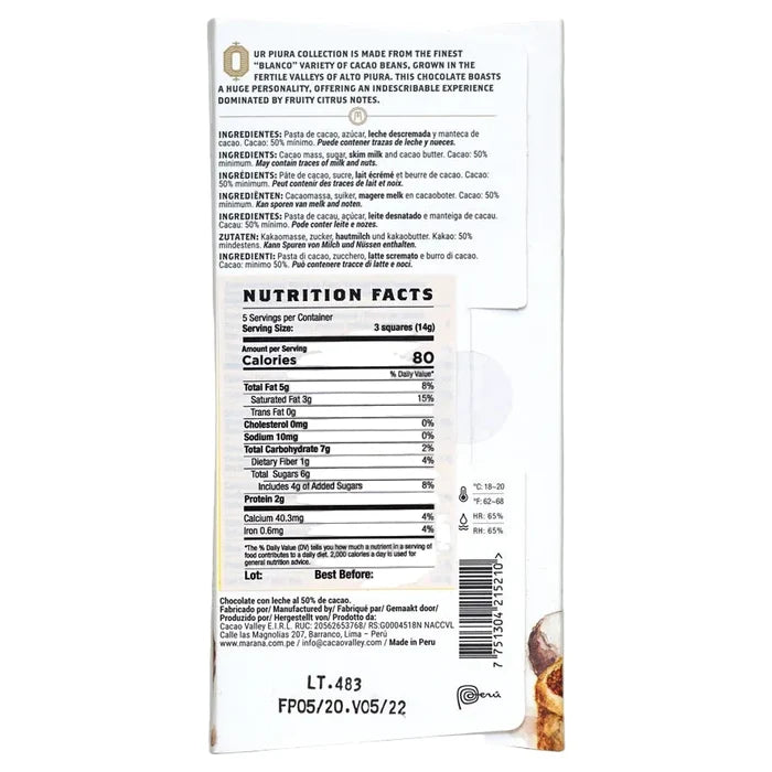 MARANA 50% Peru Milk Chocolate