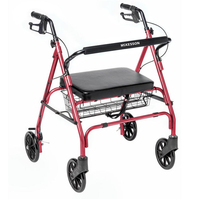 McKesson Bariatric 4 Wheel Folding Rollator, Red - 146-10215RD-1 - LL Medico