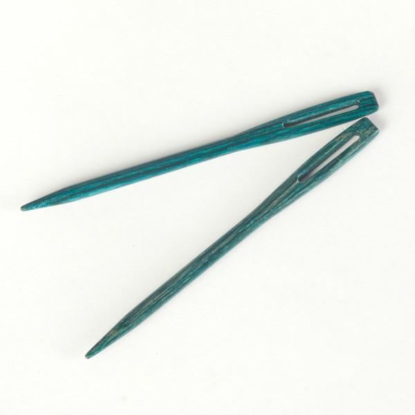 Mindful Teal Wooden Darning Needles in a Beech Wood Container by KnitPro