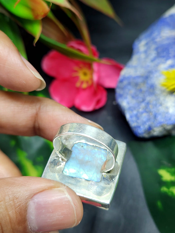 Moonstone Finger Ring in 925 silver - Embracing Lunar Elegance and Mystical Radiance - Shwasam