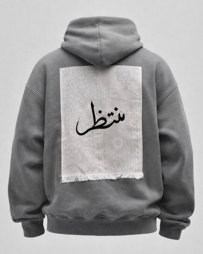 MUNTAZIR Grey Oversized Heavyweight Hoodie