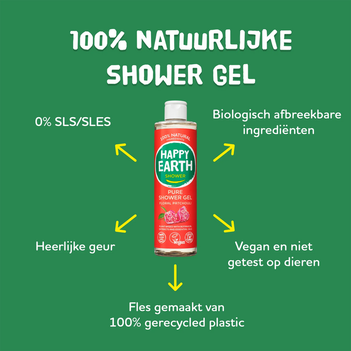 Natural Shower Gel Floral Patchouli Happy Earth