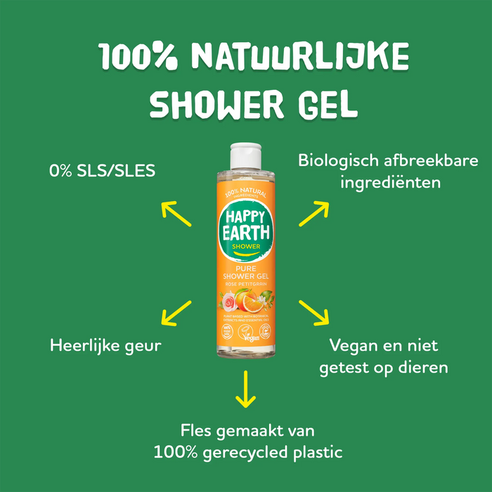 Natural Shower Gel Rose Petitgrain Happy Earth