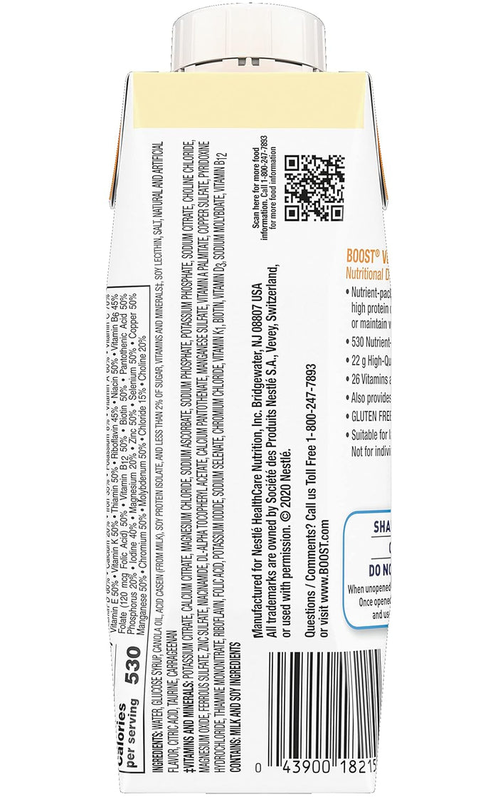 Nestle Boost Very High Calorie (VHC), Very Vanilla, 8 oz Carton, Case/24 - 00043900894348-Case - LL Medico