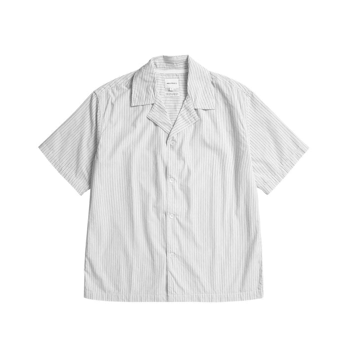 Norse Projects MADS POPLIN STRIPE S/S, Ecru