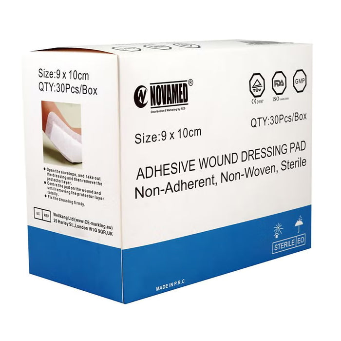 Novamed Adhesive Wound Dressing Pads 9cm x 10cm - 30 Pieces, Medical Tape & Bandages