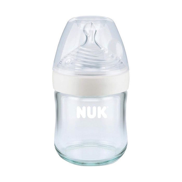 NUK Nature Sense Glass Feeding Bottle Small Teat 0-6 Months - 120ml, Standard Bottles