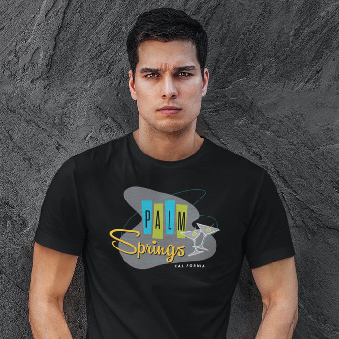 Palm Springs Retro Martini Unisex T-shirt - Black - Destination PSP