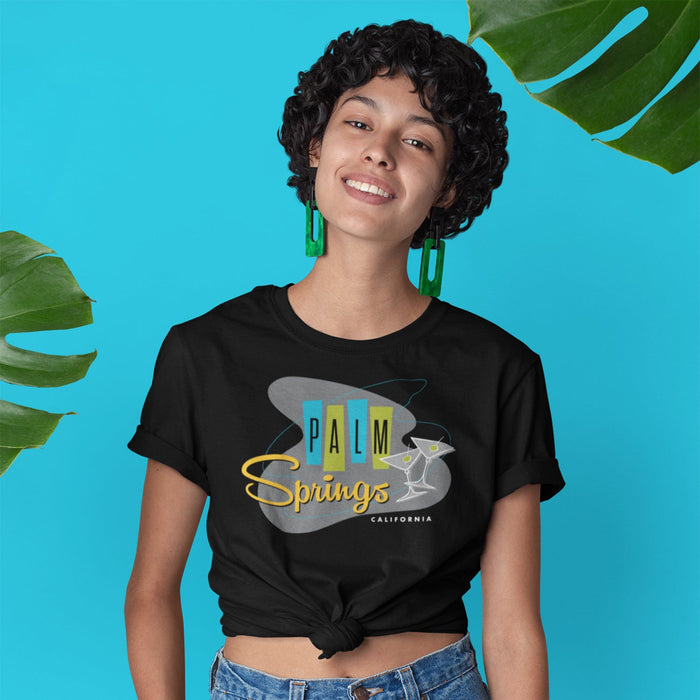 Palm Springs Retro Martini Unisex T-shirt - Black - Destination PSP