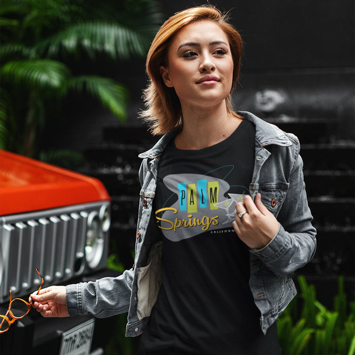 Palm Springs Retro Martini Unisex T-shirt - Black - Destination PSP