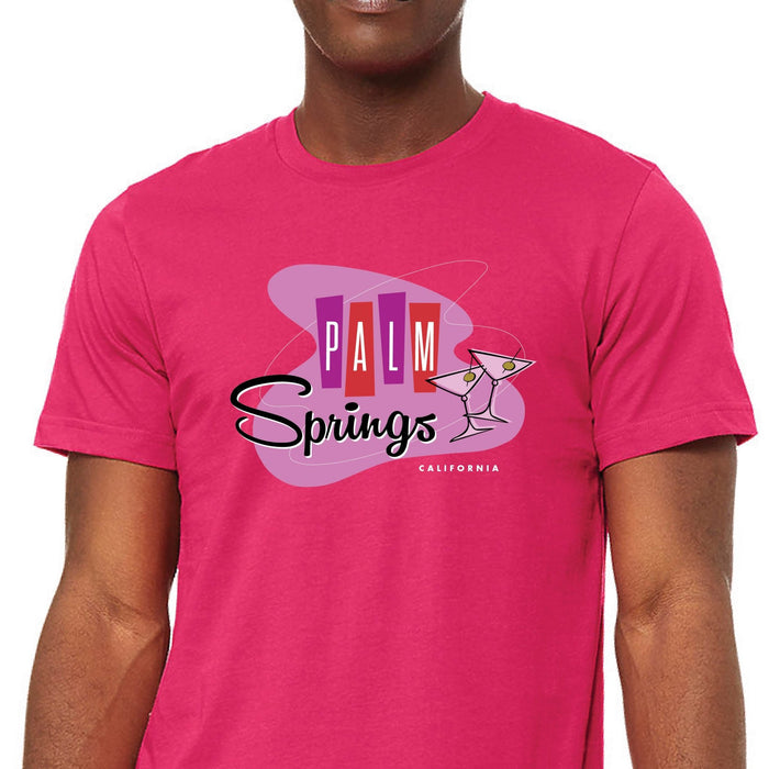 Unisex T-shirt Palm Springs Retro Martini - Fuchsia - Destination PSP