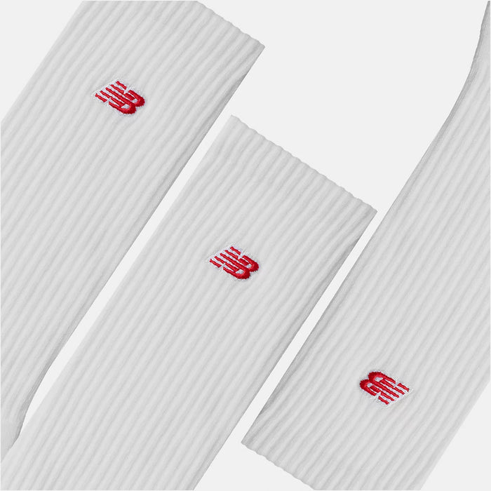 New Balance PATCH LOGO CREW SOCK 3 PACK, White