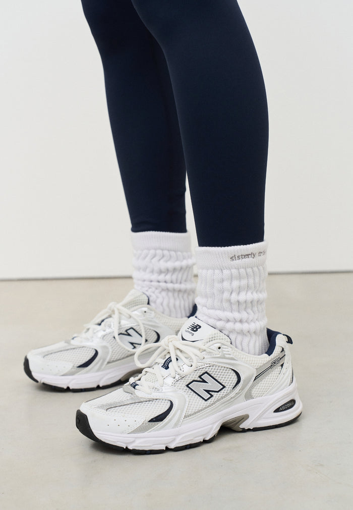 Pilates Slouch Grip Sock  - White/Grey
