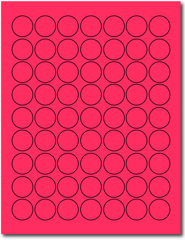 Pink 1" Round Labels - 63up - Permanent Adhesive