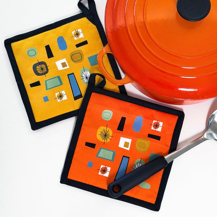Pot Holder Set - Atomic Orange/Yellow