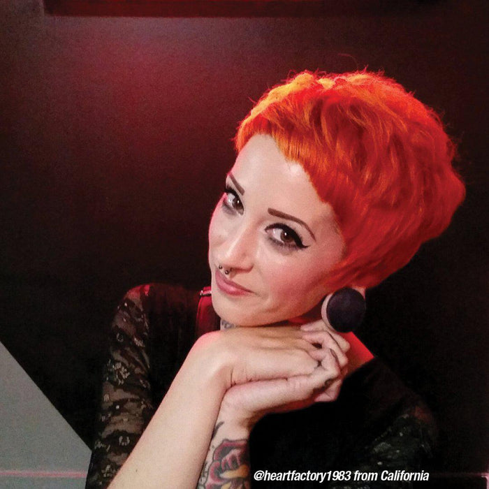 Psychedelic Sunset™ - Classic High Voltage® - Tish & Snooky's Manic Panic, orange, bright orange, red orange, fire orange, fiery orange, pumpkin orange, semi permanent hair dye, hair color, @heartfactory1983