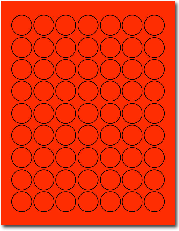 Red 1" Round Labels - 63up - Permanent Adhesive