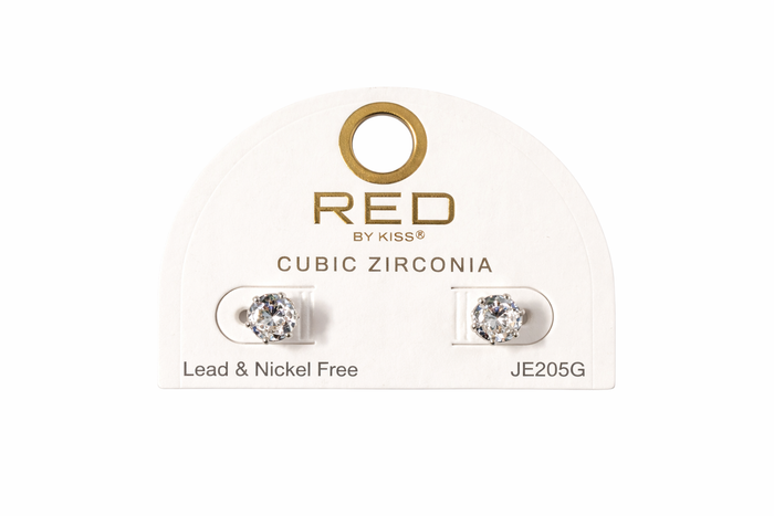 Red by Kiss Cubic Zirconia Earrings Round 7mm JE205G