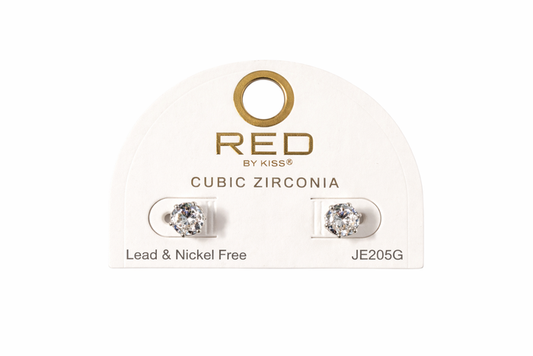 Red by Kiss Cubic Zirconia Earrings Round 7mm JE205G