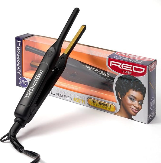 Red by Kiss Pencil Ceramic Tourmaline Flat Iron 3/10''