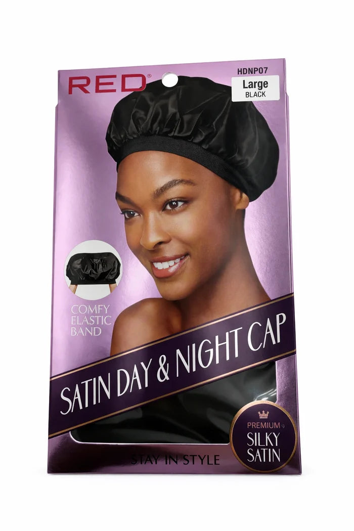 Red by Kiss Satin Day & Night Cap Large Black HDNP07