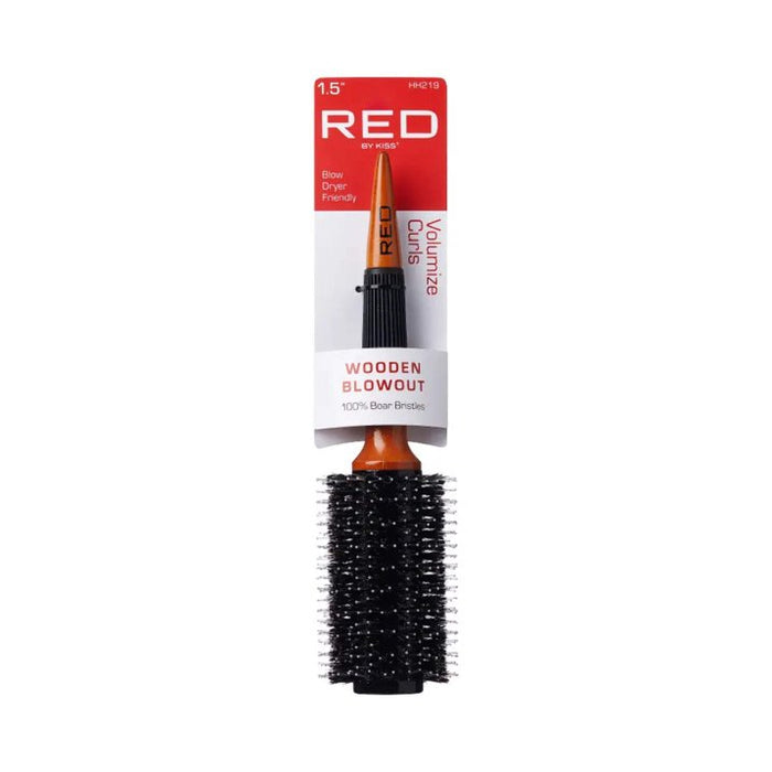Red by Kiss Wooden Blowout Round Boar Brush 1.5in HH219