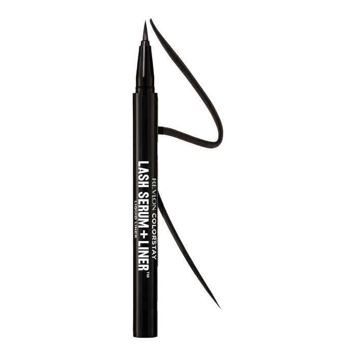 Revlon ColorStay Lash Serum + Liner Blackest Black swatch showing intense waterproof black pigment
