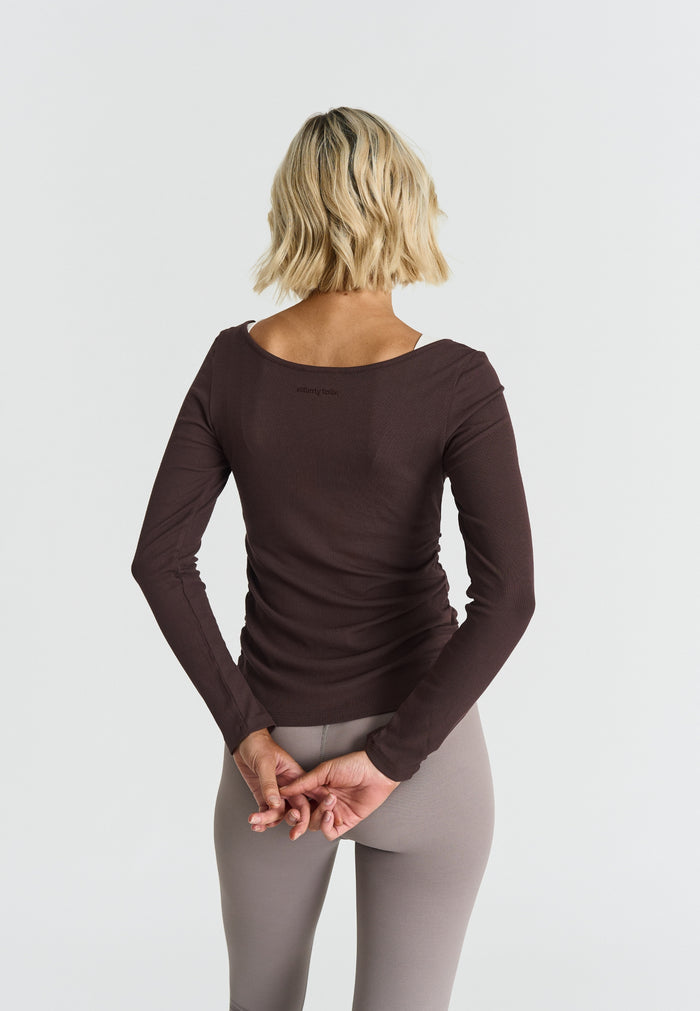 Ribbed Long Sleeve Top Espresso